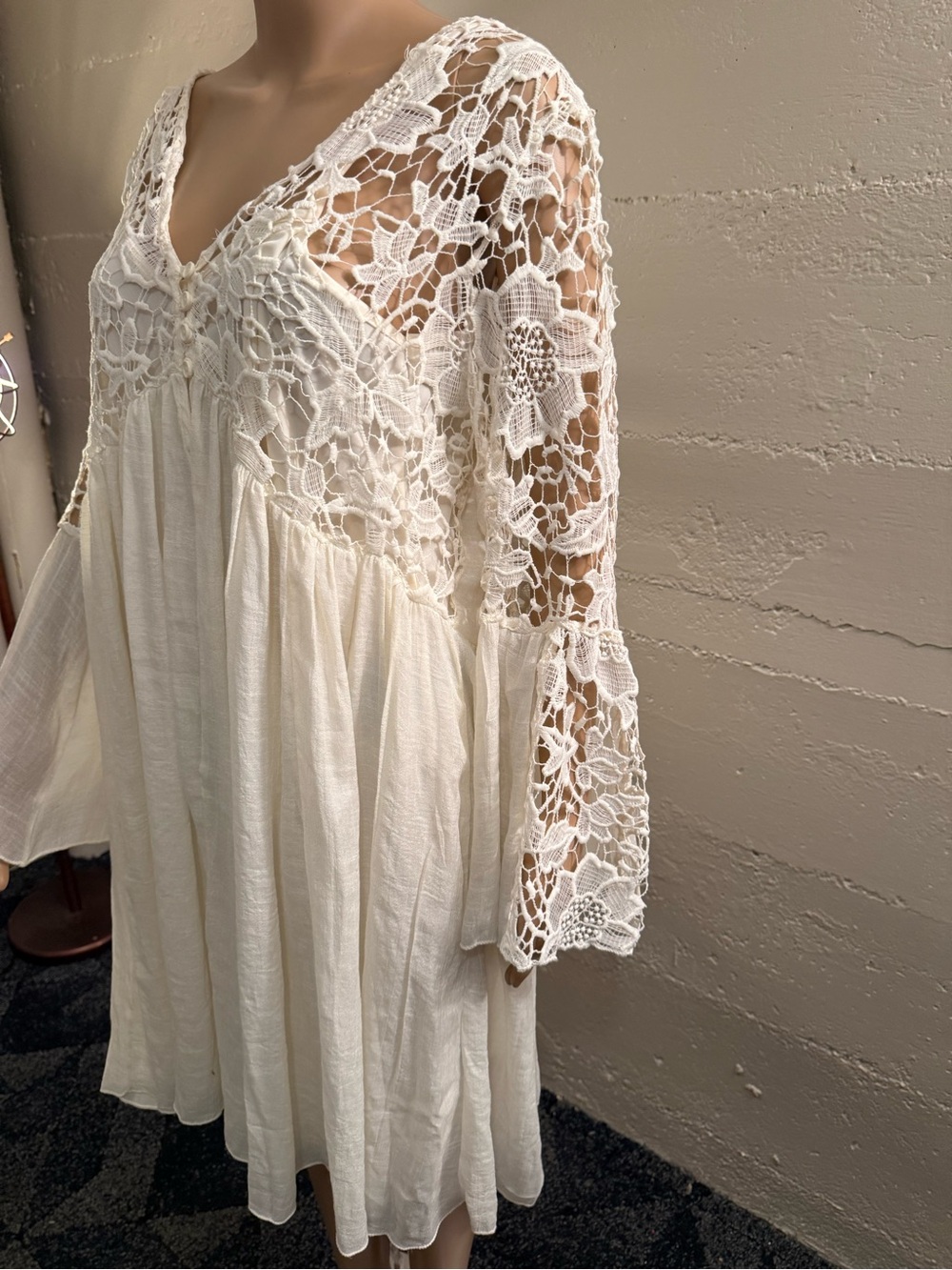 Boho Crochet Lace Ivory Tunic Dress - Picture 4 of 13